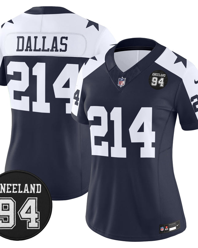 Women's Dallas Cowboys #94 Marshawn Kneeland Memorial Patch Vapor Limited Jersey - All Stitched