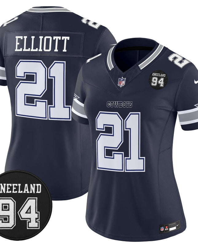 Women's Dallas Cowboys #94 Marshawn Kneeland Memorial Patch Vapor Limited Jersey - All Stitched