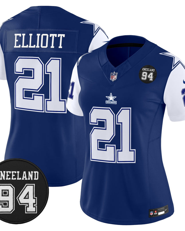 Women's Dallas Cowboys #94 Marshawn Kneeland Memorial Patch Vapor Limited Jersey - All Stitched