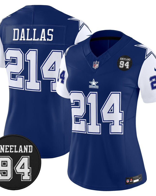Women's Dallas Cowboys #94 Marshawn Kneeland Memorial Patch Vapor Limited Jersey - All Stitched