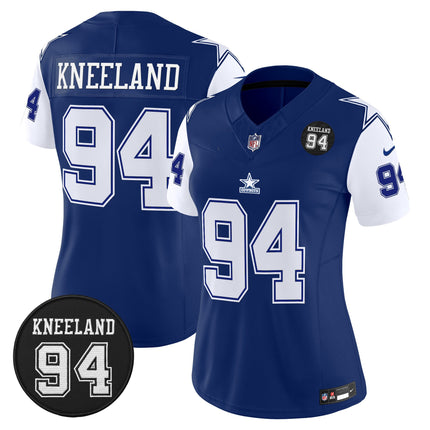Women's Dallas Cowboys #94 Marshawn Kneeland Memorial Patch Vapor Limited Jersey - All Stitched