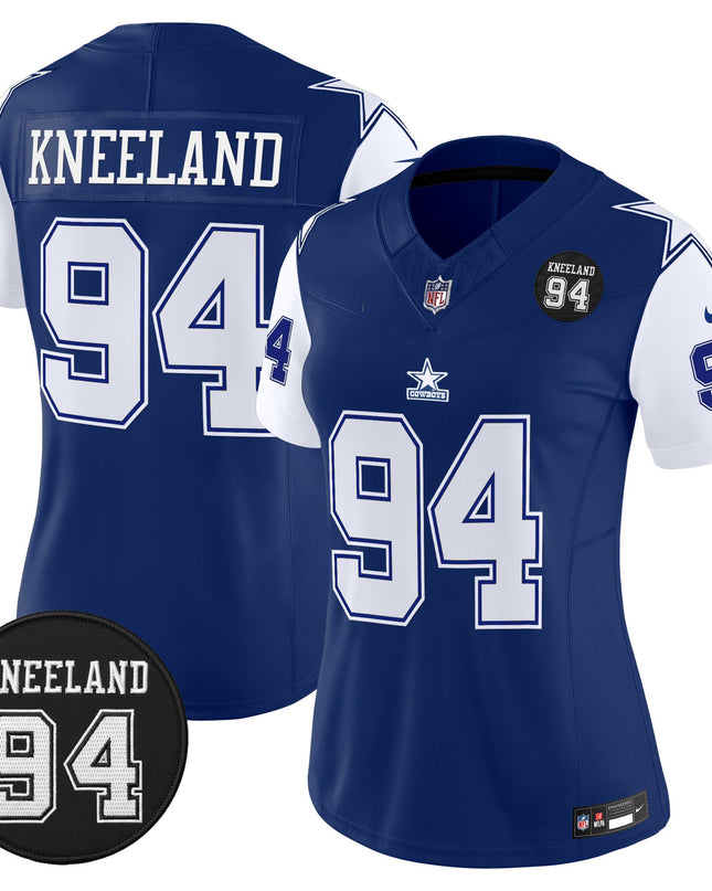 Women's Dallas Cowboys #94 Marshawn Kneeland Memorial Patch Vapor Limited Jersey - All Stitched