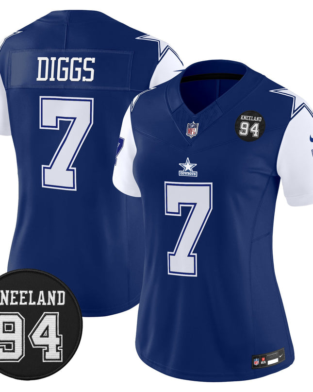 Women's Dallas Cowboys #94 Marshawn Kneeland Memorial Patch Vapor Limited Jersey - All Stitched
