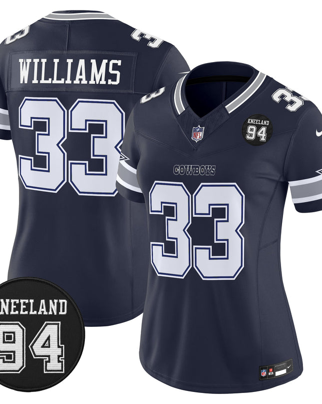 Women's Dallas Cowboys #94 Marshawn Kneeland Memorial Patch Vapor Limited Jersey - All Stitched