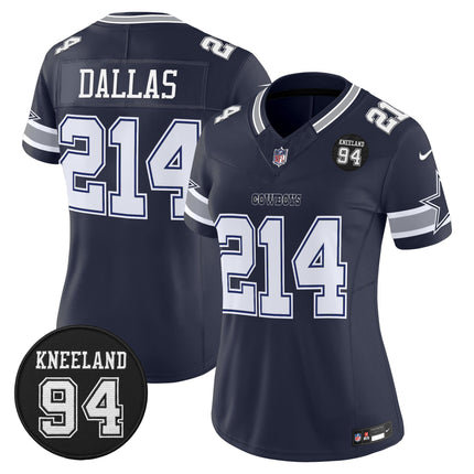 Women's Dallas Cowboys #94 Marshawn Kneeland Memorial Patch Vapor Limited Jersey - All Stitched