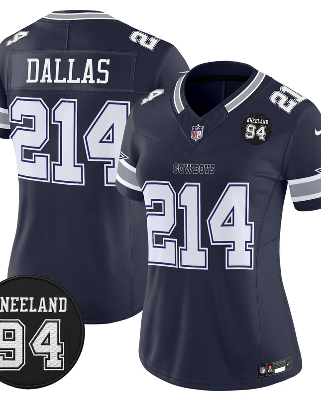 Women's Dallas Cowboys #94 Marshawn Kneeland Memorial Patch Vapor Limited Jersey - All Stitched