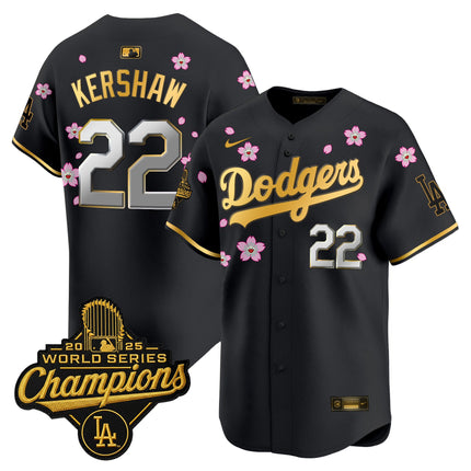 Men's Dodgers 2025 World Series Champions x Tokyo Series Gold Trim Vapor Premier Limited Jersey - Stitched