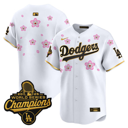 Men's Dodgers 2025 World Series Champions x Tokyo Series Gold Trim Vapor Premier Limited Jersey - Stitched