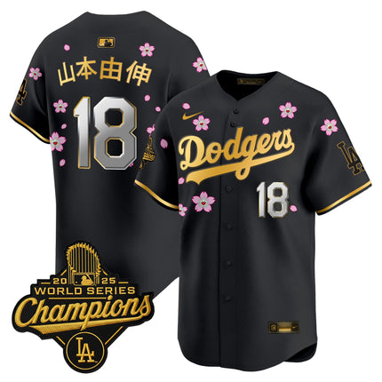Men's Dodgers 2025 World Series Champions x Tokyo Series Gold Trim Vapor Premier Limited Jersey - Stitched