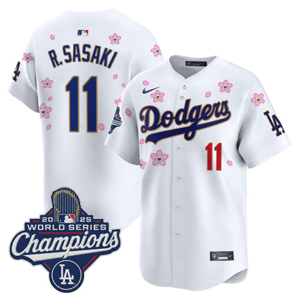Men's Dodgers 2025 World Series Champions x Tokyo Series Gold Trim Vapor Premier Limited Jersey - Stitched