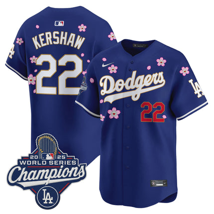 Men's Dodgers 2025 World Series Champions x Tokyo Series Gold Trim Vapor Premier Limited Jersey - Stitched