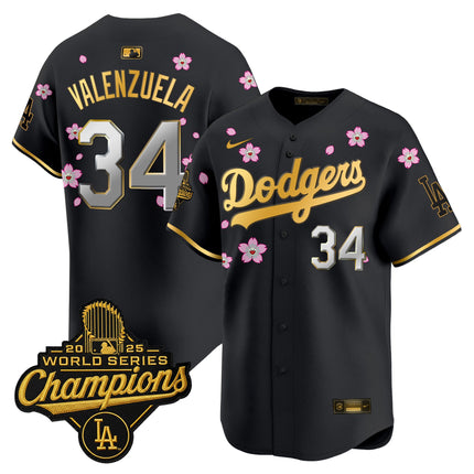 Men's Dodgers 2025 World Series Champions x Tokyo Series Gold Trim Vapor Premier Limited Jersey - Stitched