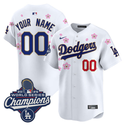Dodgers 2025 World Series Champions x Tokyo Series Gold Trim Vapor Premier Limited Custom Jersey - Stitched