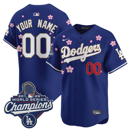 Dodgers 2025 World Series Champions x Tokyo Series Gold Trim Vapor Premier Limited Custom Jersey - Stitched