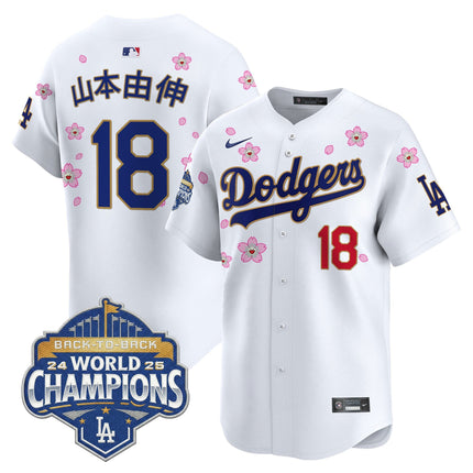 Men's Dodgers 2025 Back-To-Back Champions x Tokyo Series Gold Trim Vapor Premier Limited Jersey - Stitched