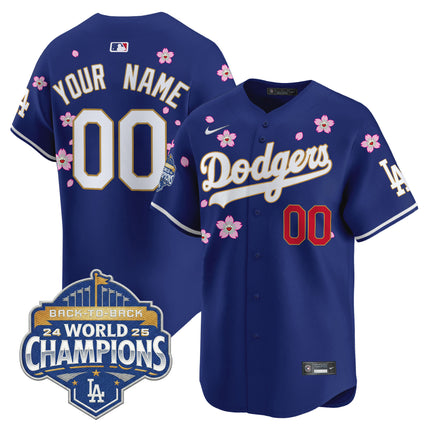 Dodgers 2025 Back-To-Back Champions x Tokyo Series Gold Trim Vapor Premier Limited Custom Jersey - Stitched