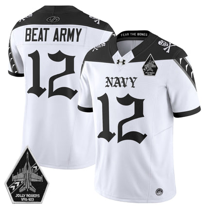 Men's Navy Midshipmen 'Jolly Rogers: Gothic Squadron Edition' Vapor Limited Jersey - All Stitched