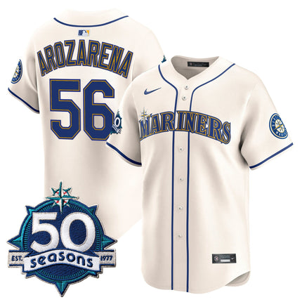 Men's Seattle Mariners 50 Seasons Patch Vapor Premier Limited Jersey - All Stitched