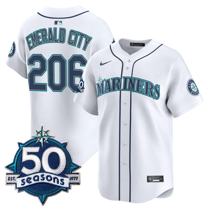 Men's Seattle Mariners 50 Seasons Patch Vapor Premier Limited Jersey - All Stitched