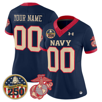 Navy Midshipmen Vapor USMC Premier Custom Jersey - 250th Anniversary Patch - All Stitched