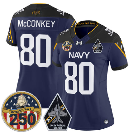 Women's Navy Midshipmen 'Jolly Rogers Edition' Vapor Limited Jersey - 250th Anniversary Patch - All Stitched