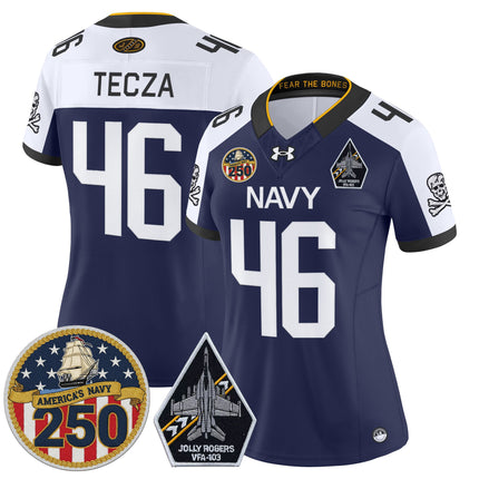 Women's Navy Midshipmen 'Jolly Rogers Edition' Vapor Limited Jersey - 250th Anniversary Patch - All Stitched