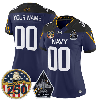 Navy Midshipmen 'Jolly Rogers Edition' Vapor Limited Custom Jersey - 250th Anniversary Patch - All Stitched
