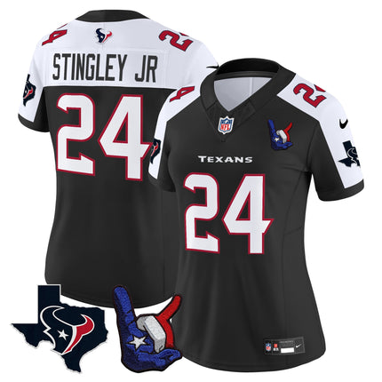 Women's Houston Texans Hand Sign Throwing Up The H Vapor Jersey - All Stitched