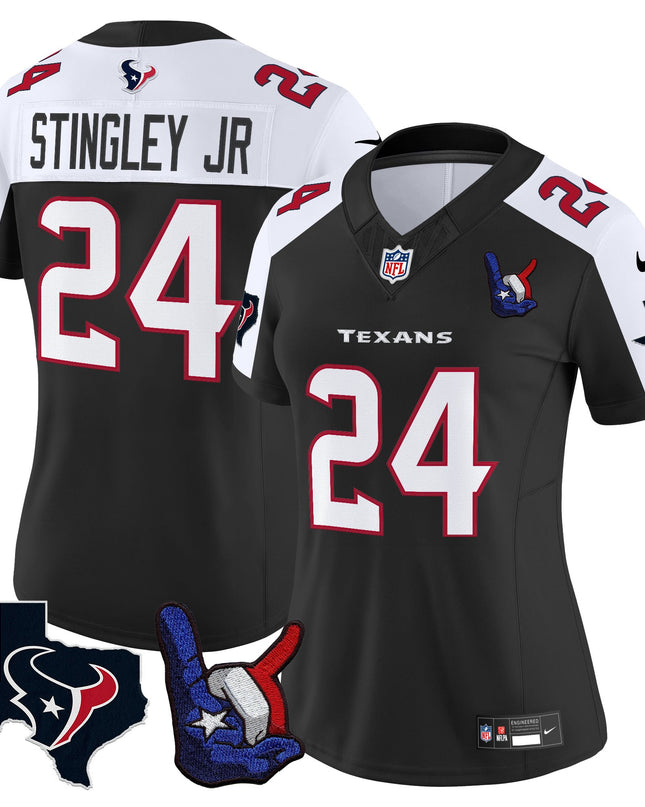 Women's Houston Texans Hand Sign Throwing Up The H Vapor Jersey - All Stitched