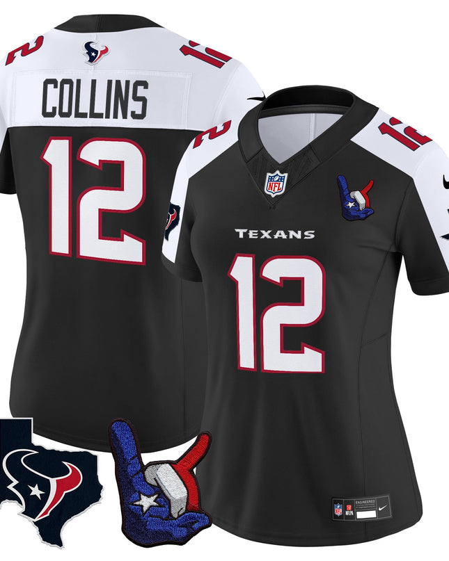Women's Houston Texans Hand Sign Throwing Up The H Vapor Jersey - All Stitched