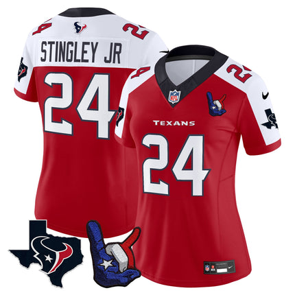 Women's Houston Texans Hand Sign Throwing Up The H Vapor Jersey - All Stitched
