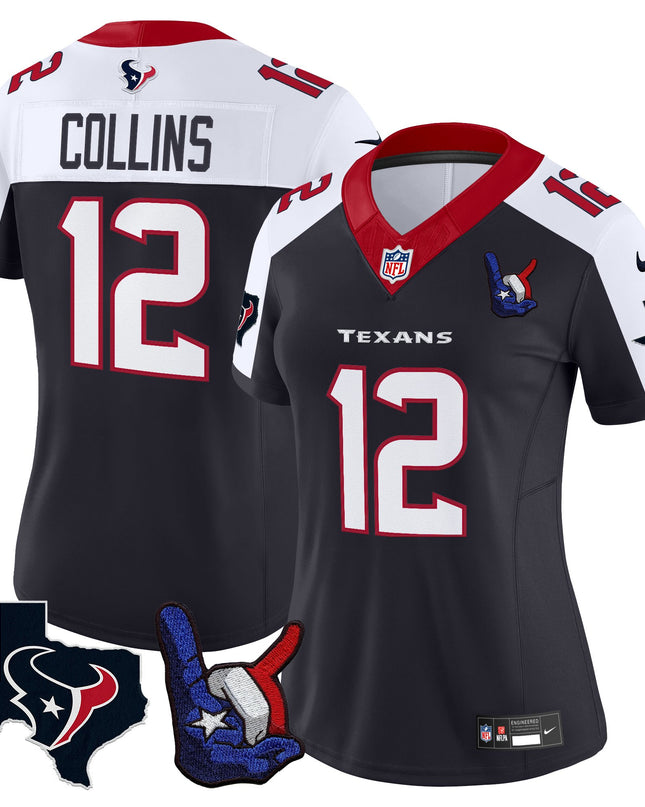 Women's Houston Texans Hand Sign Throwing Up The H Vapor Jersey - All Stitched