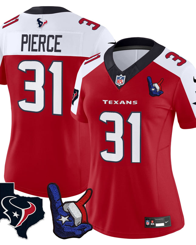 Women's Houston Texans Hand Sign Throwing Up The H Vapor Jersey - All Stitched