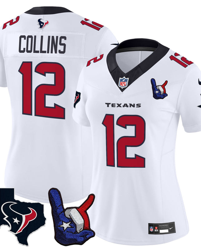 Women's Houston Texans Hand Sign Throwing Up The H Vapor Jersey - All Stitched