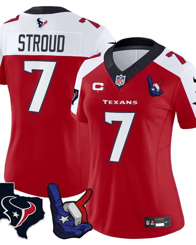 Women's Houston Texans Hand Sign Throwing Up The H Vapor Jersey - All Stitched