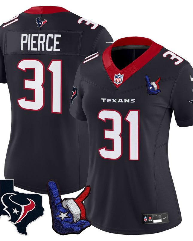 Women's Houston Texans Hand Sign Throwing Up The H Vapor Jersey - All Stitched