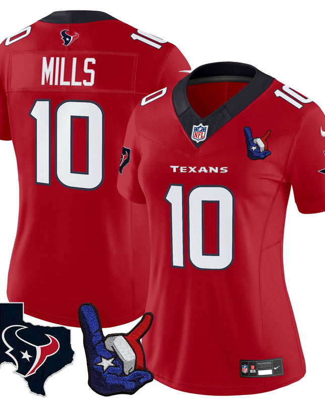 Women's Houston Texans Hand Sign Throwing Up The H Vapor Jersey - All Stitched