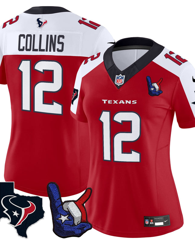 Women's Houston Texans Hand Sign Throwing Up The H Vapor Jersey - All Stitched