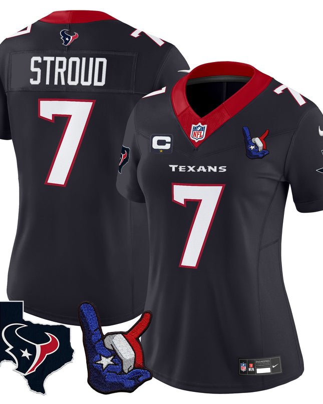 Women's Houston Texans Hand Sign Throwing Up The H Vapor Jersey - All Stitched