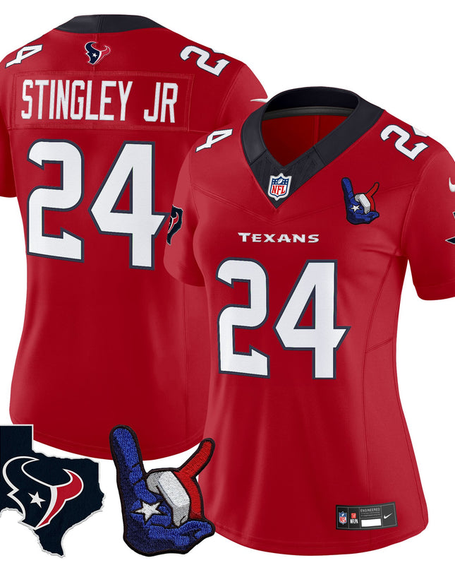 Women's Houston Texans Hand Sign Throwing Up The H Vapor Jersey - All Stitched