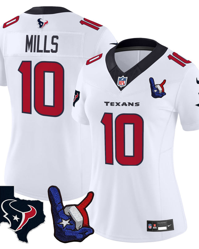 Women's Houston Texans Hand Sign Throwing Up The H Vapor Jersey - All Stitched
