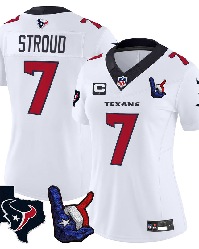 Women's Houston Texans Hand Sign Throwing Up The H Vapor Jersey - All Stitched