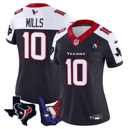 Women's Houston Texans Hand Sign Throwing Up The H Vapor Jersey - All Stitched