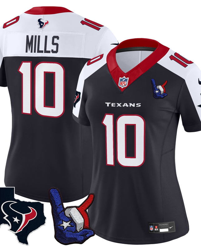 Women's Houston Texans Hand Sign Throwing Up The H Vapor Jersey - All Stitched