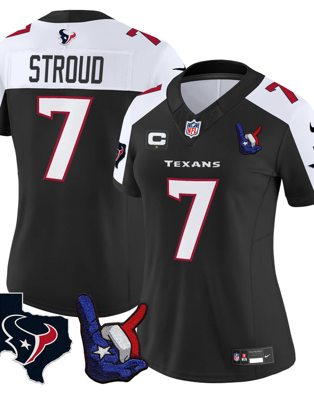 Women's Houston Texans Hand Sign Throwing Up The H Vapor Jersey - All Stitched