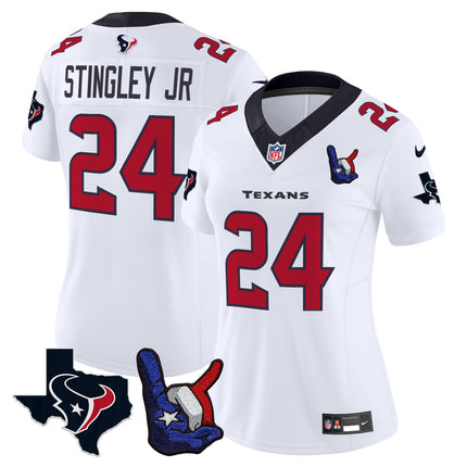 Women's Houston Texans Hand Sign Throwing Up The H Vapor Jersey - All Stitched