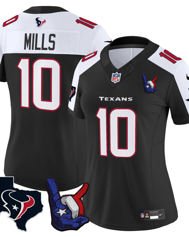 Women's Houston Texans Hand Sign Throwing Up The H Vapor Jersey - All Stitched
