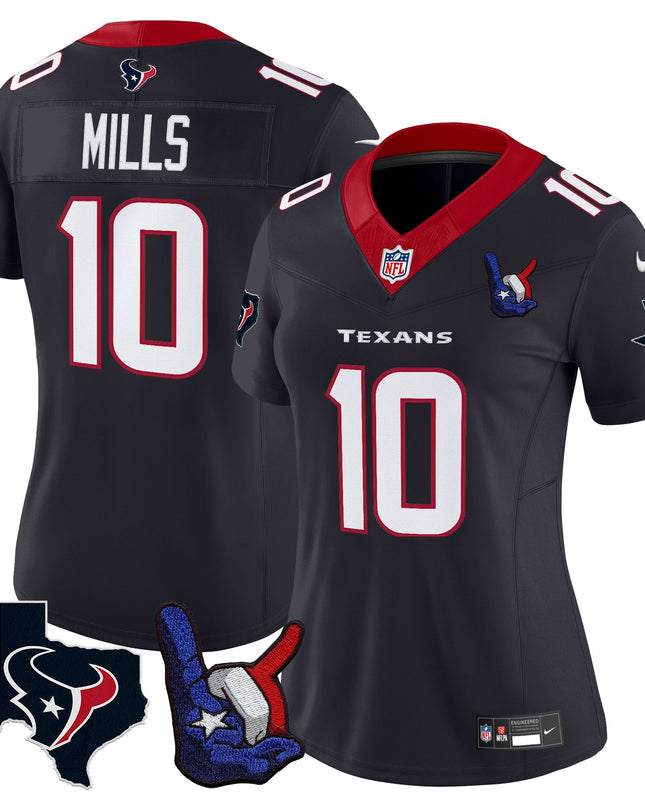 Women's Houston Texans Hand Sign Throwing Up The H Vapor Jersey - All Stitched