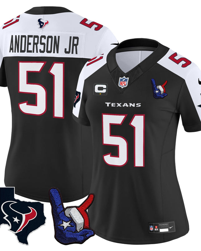 Women's Houston Texans Hand Sign Throwing Up The H Vapor Jersey - All Stitched