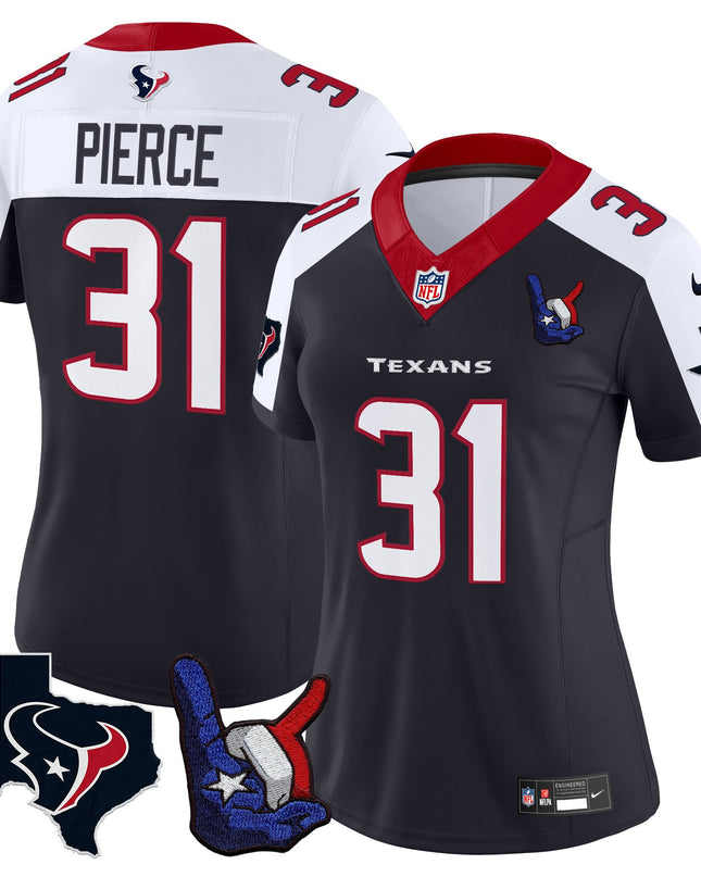 Women's Houston Texans Hand Sign Throwing Up The H Vapor Jersey - All Stitched